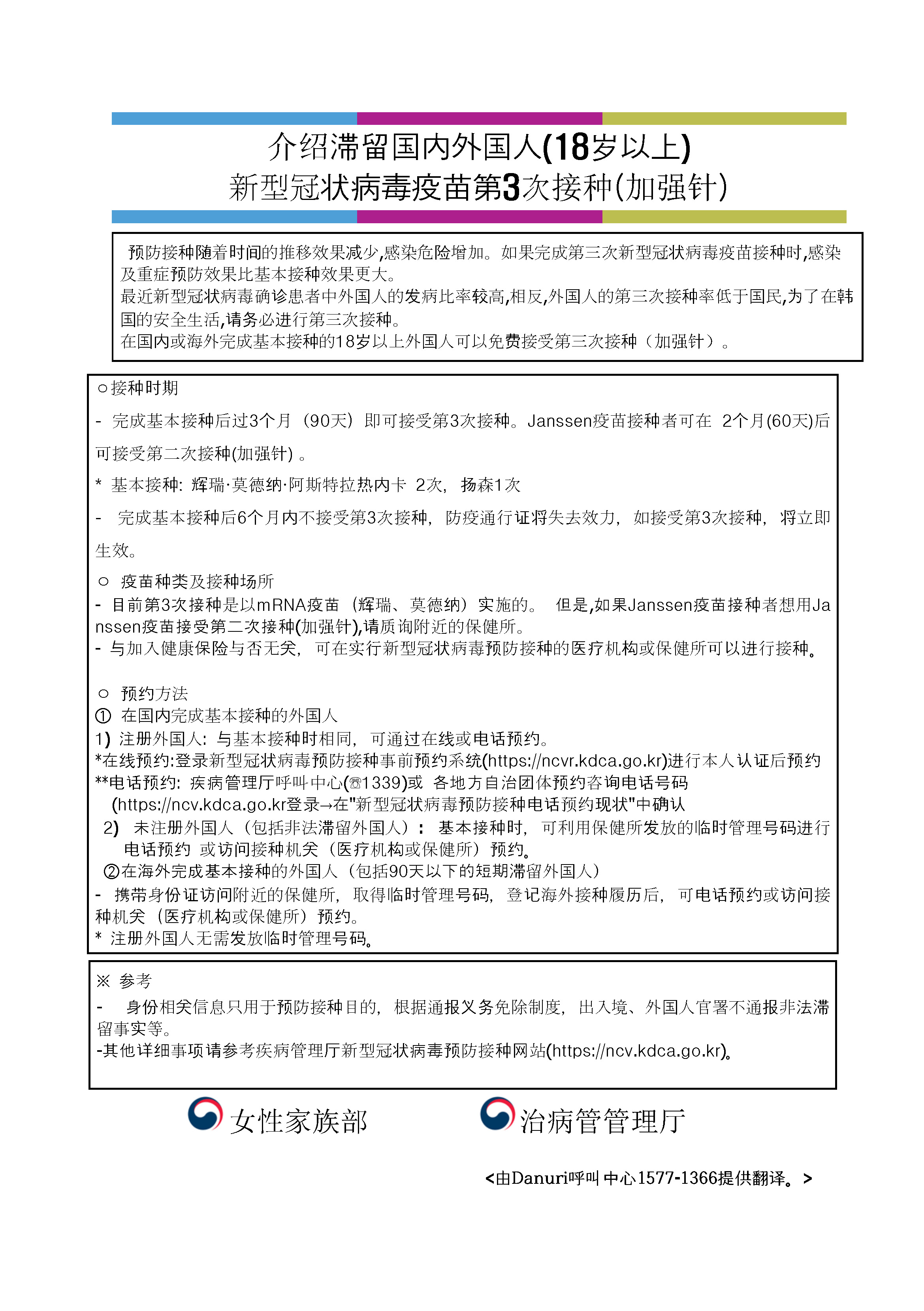 [안내] 국내체류 외국인 백신 3차 접종