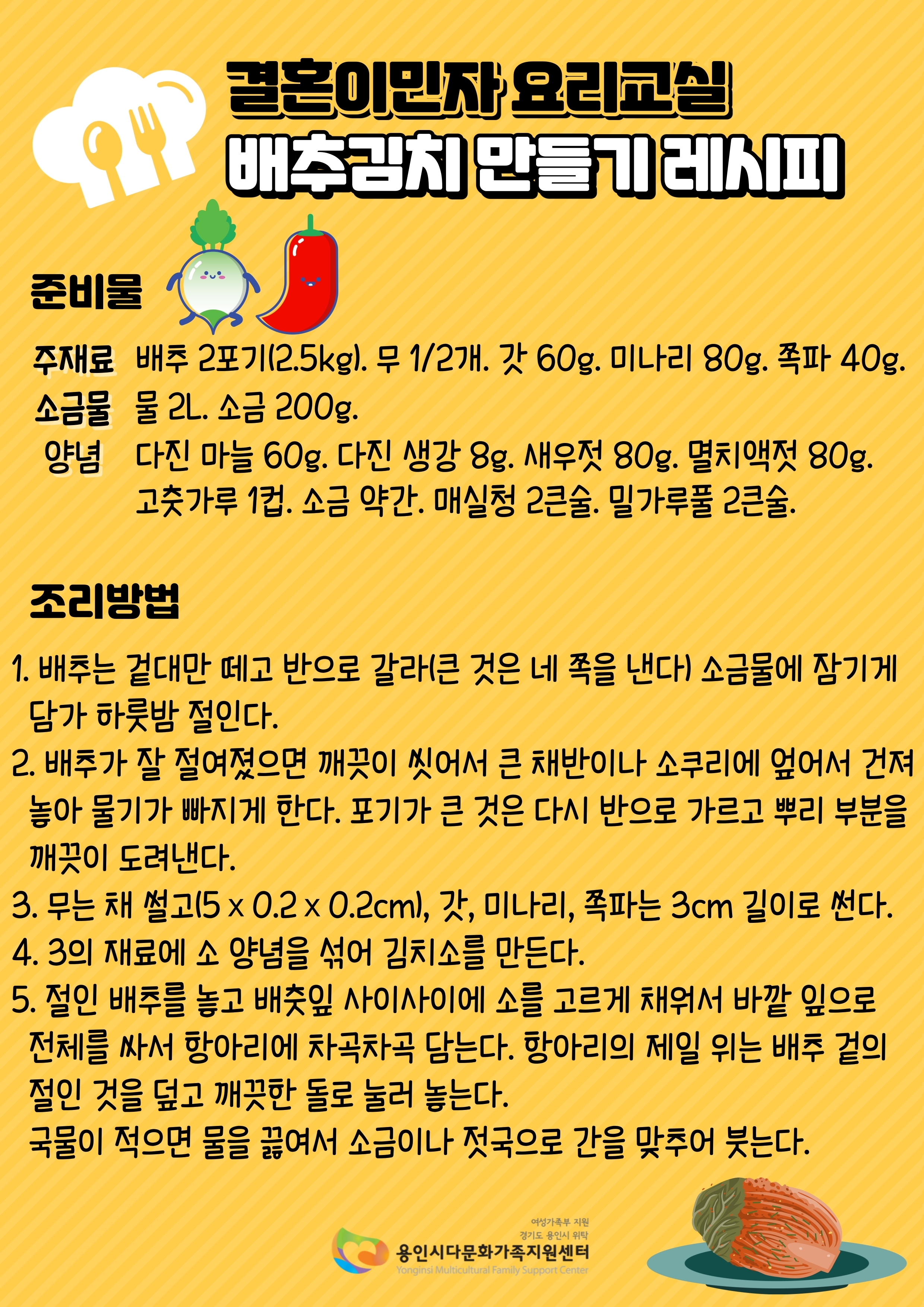 결혼이민자요리교육 랜선 행복한 밥상 김치만들기