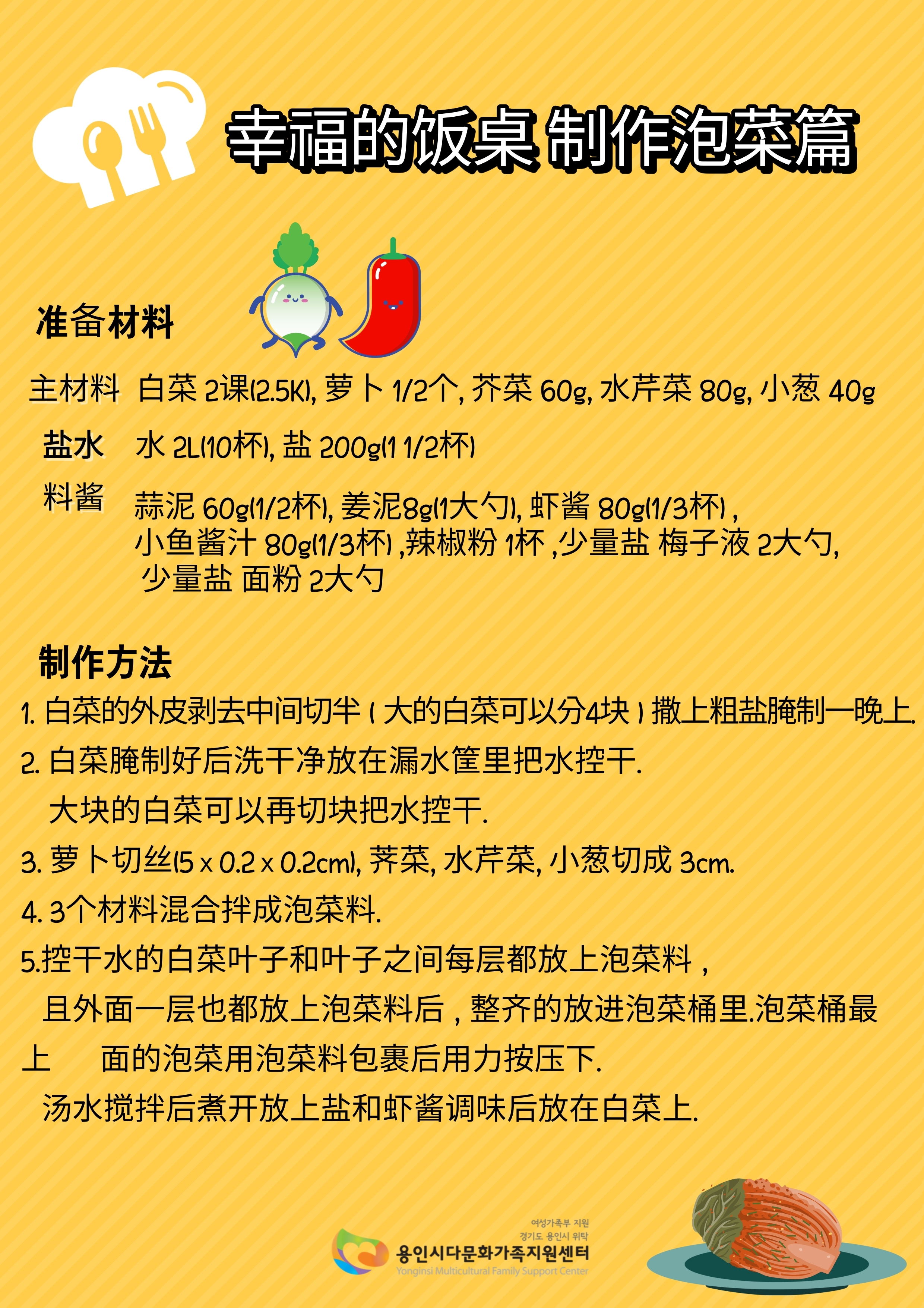 결혼이민자요리교육 랜선 행복한 밥상 김치만들기