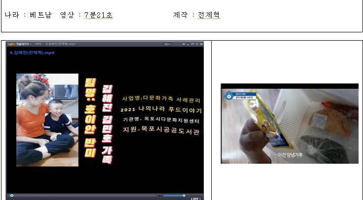 [다문화 사례관리사업] 나의나라 푸드이야기 (영상발표)