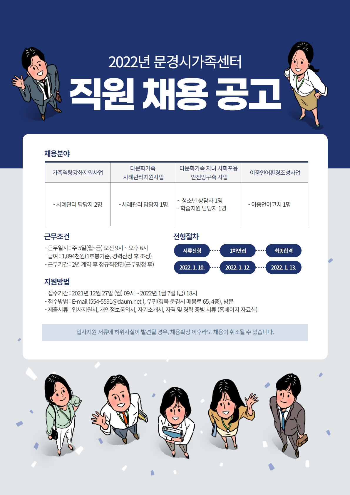 2022년 문경시가족센터 직원채용 공고