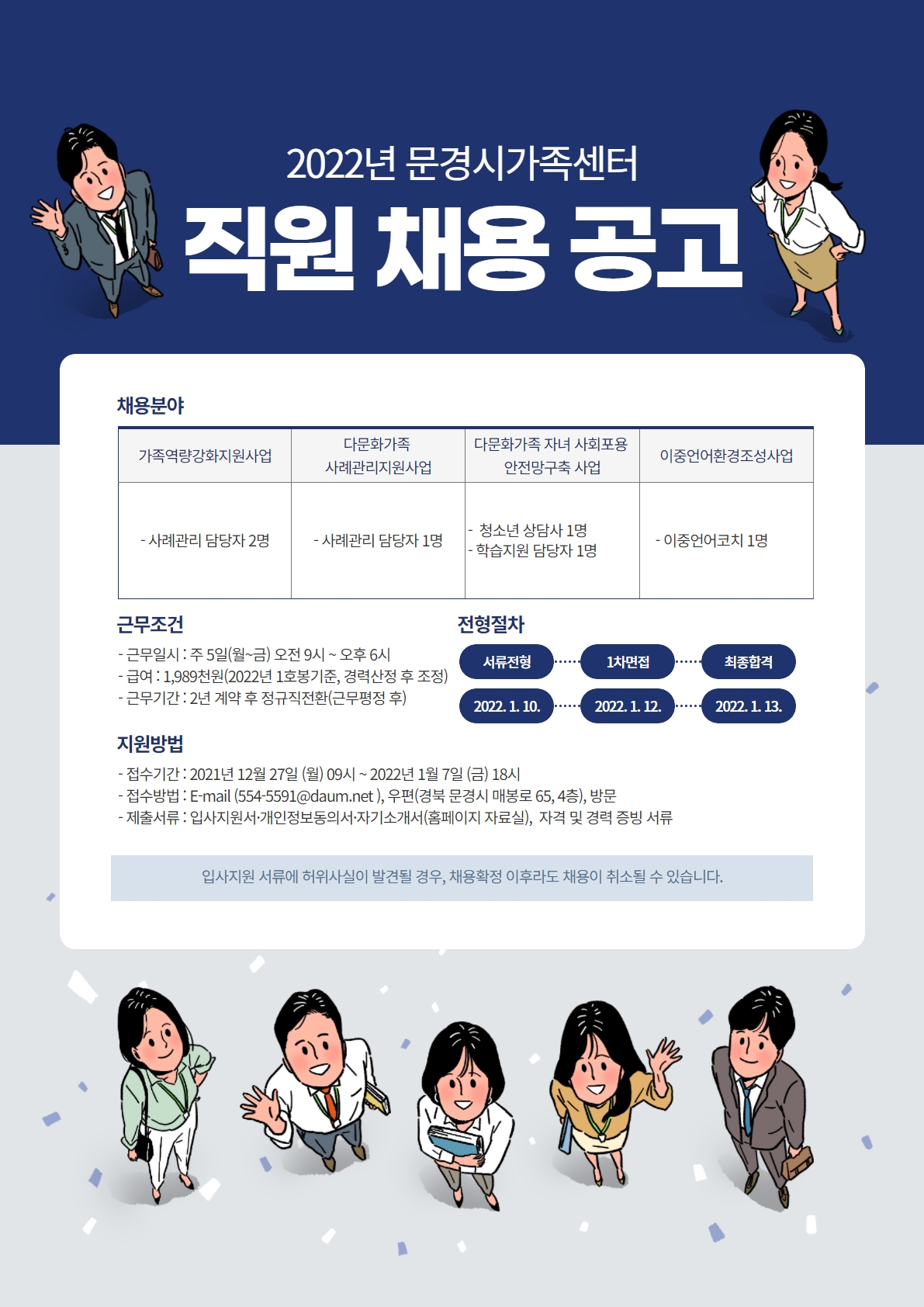 2022년 문경시가족센터 직원 채용 공고