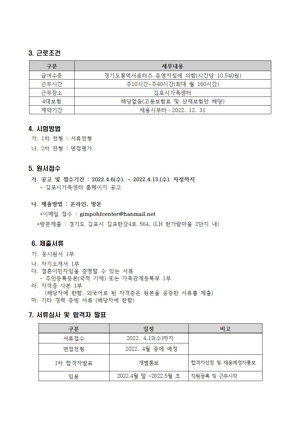 2022년 김포시가족센터 [경기도 통역서포터즈] 채용 재공고